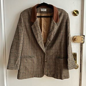 Brown herringbone dark academia blazer